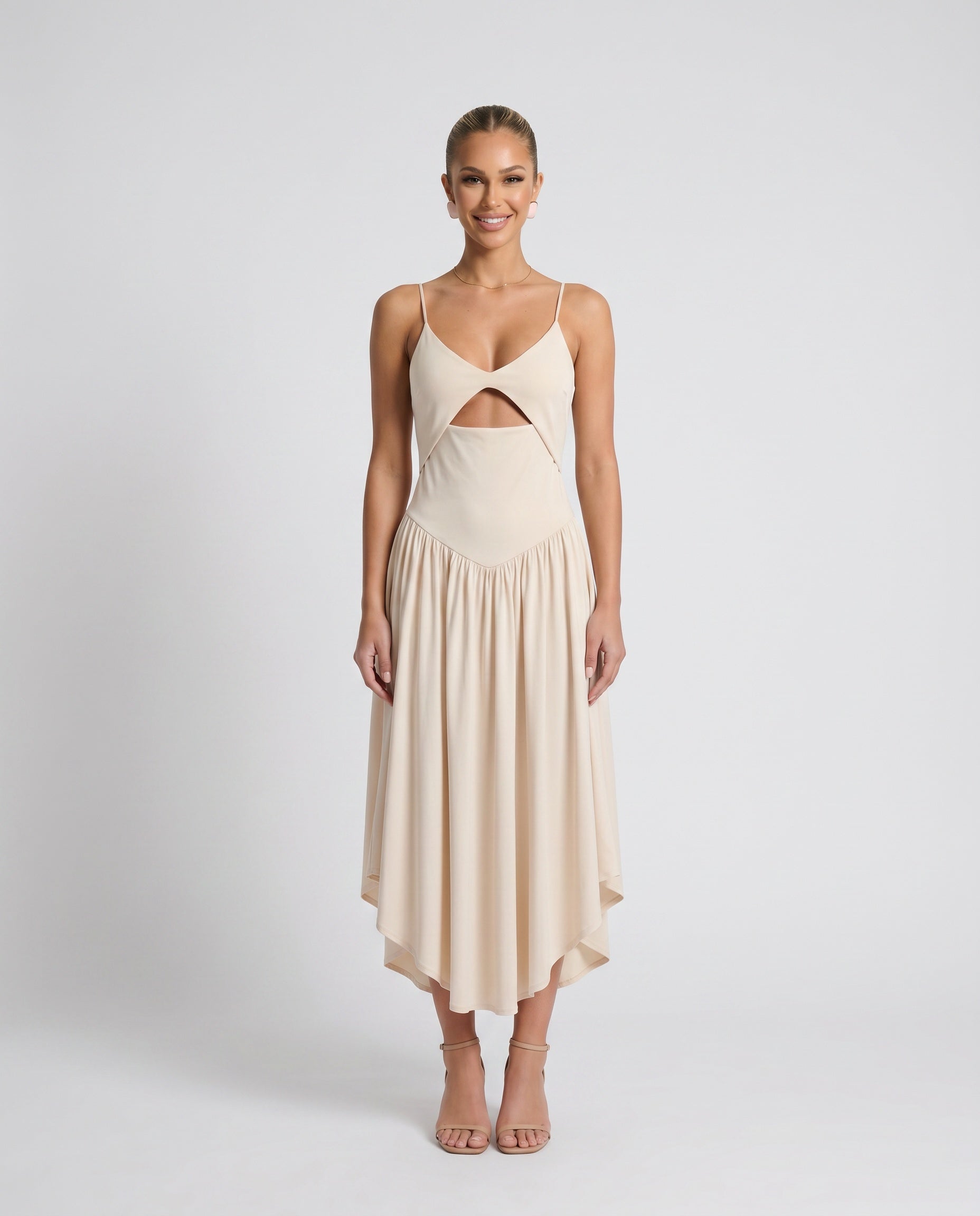 Soraya | Spaghetti Strap Low Back Midi Dress