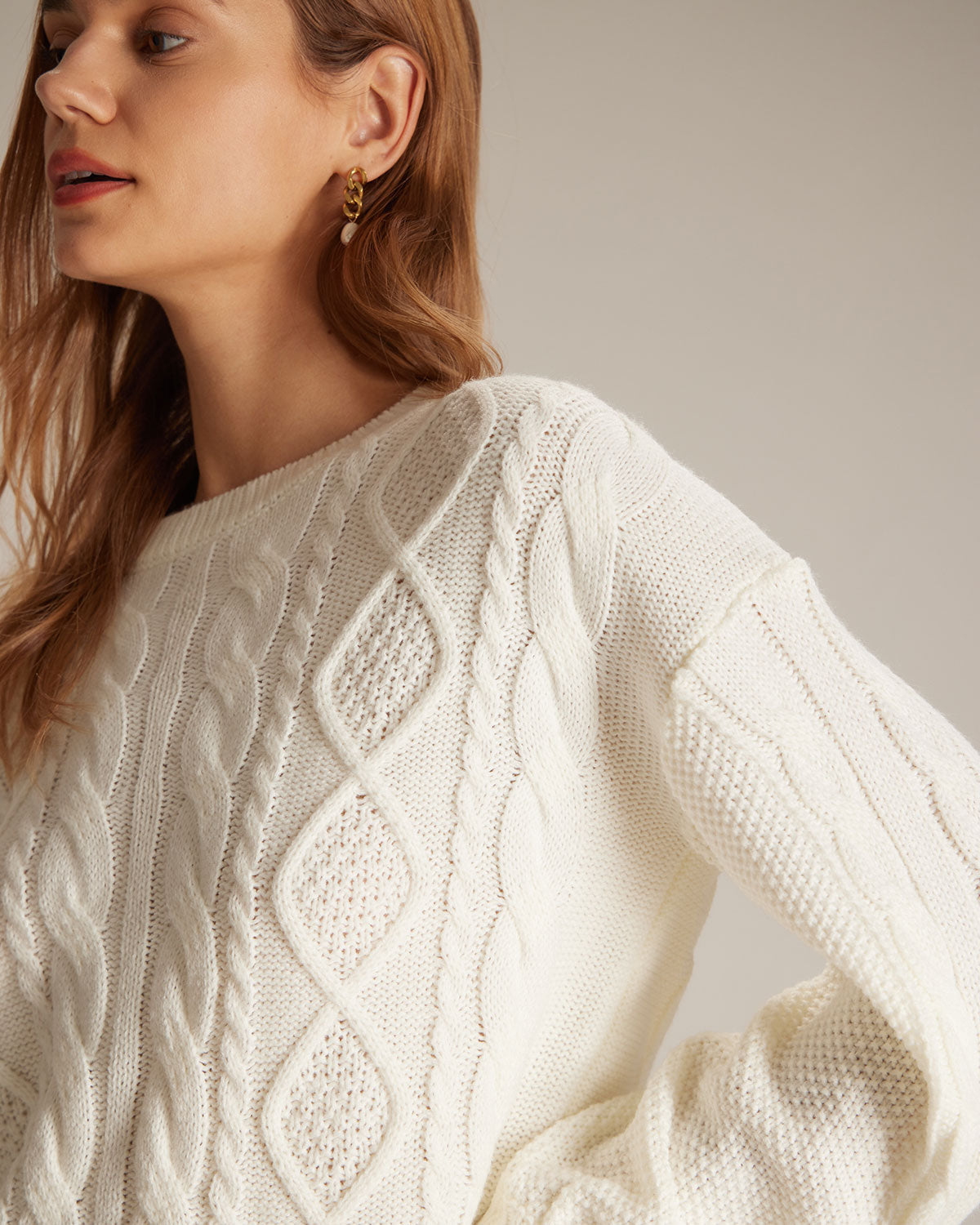 Yara | Round Neck Ribbed Cable Knit Sweater