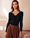 Isolde | Lapel Seam Colorblock Knit Top