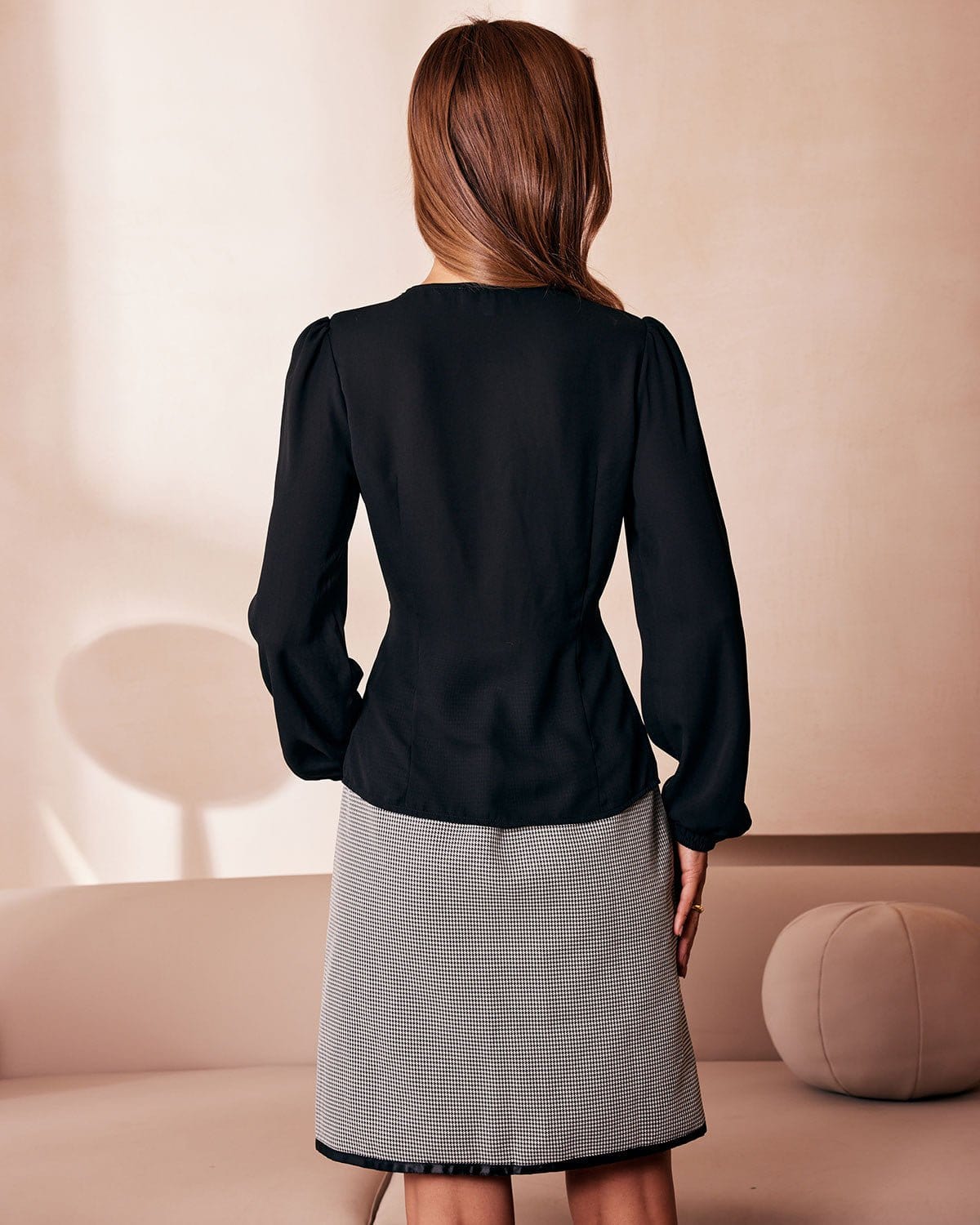 Liv | V-Neck Lace Trim Button Blouse