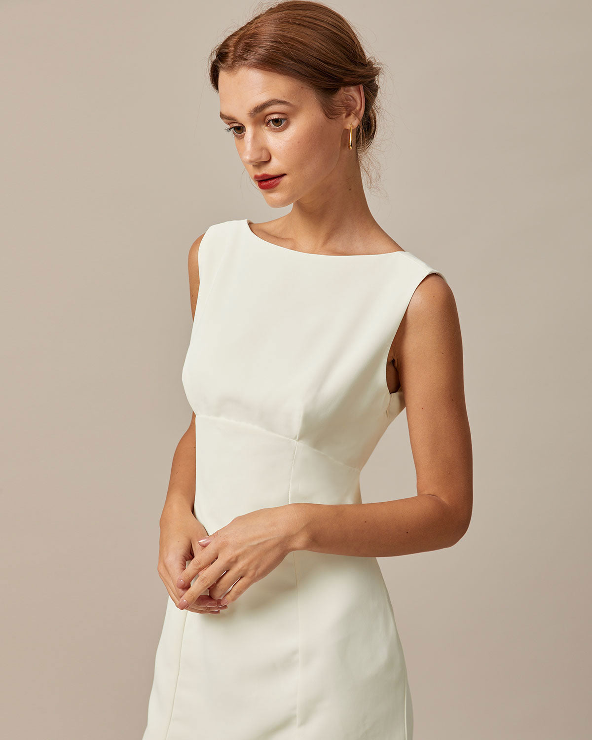 Delphine | Boat Neck Back Bow Mini Dress