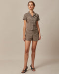 Liv | Gingham Lapel Short Sleeve Blouse