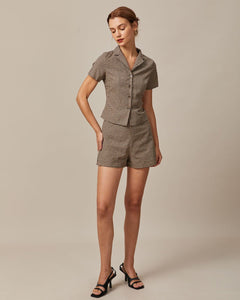 Odette | High Waisted Plaid Mini Shorts