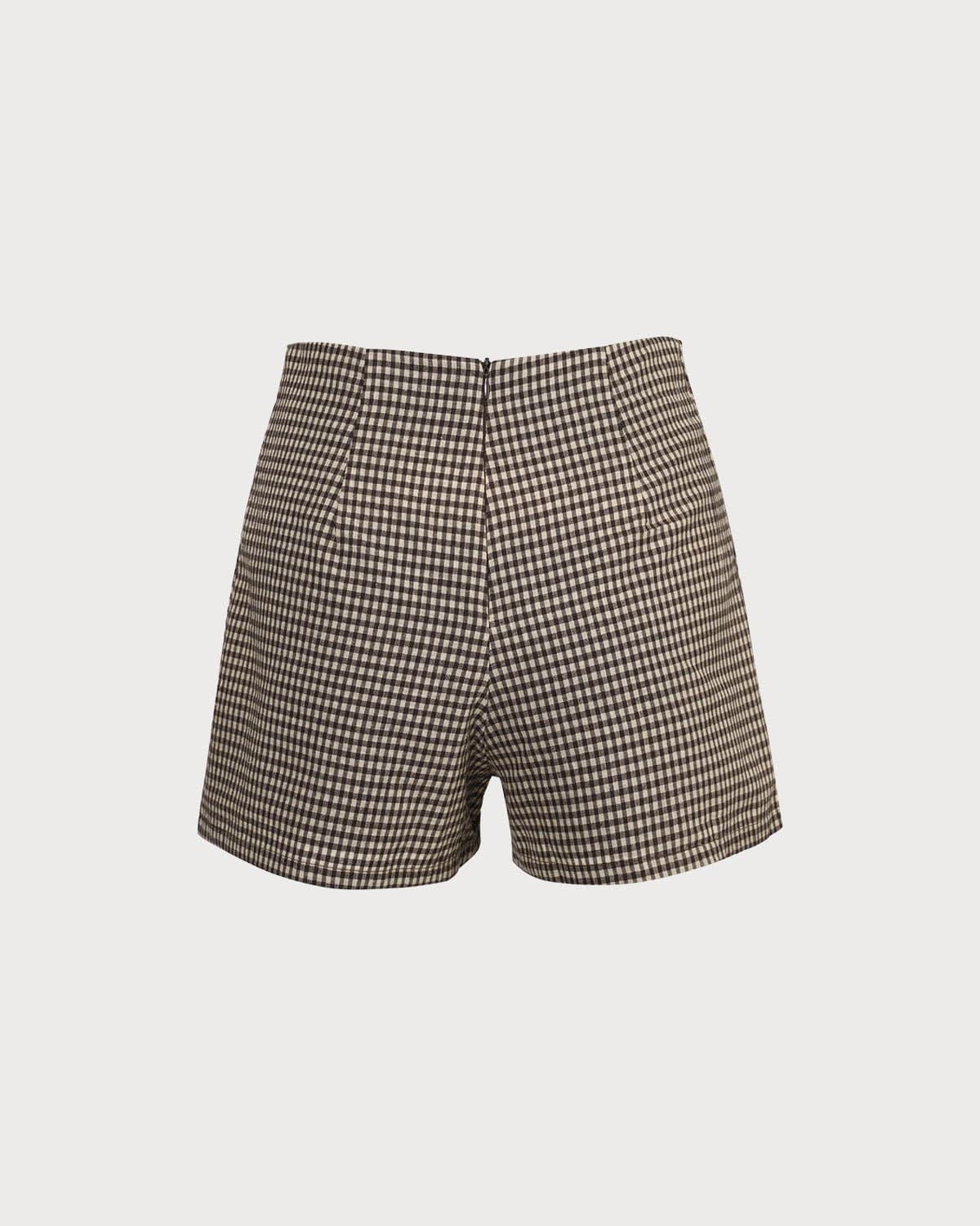 Odette | High Waisted Plaid Mini Shorts