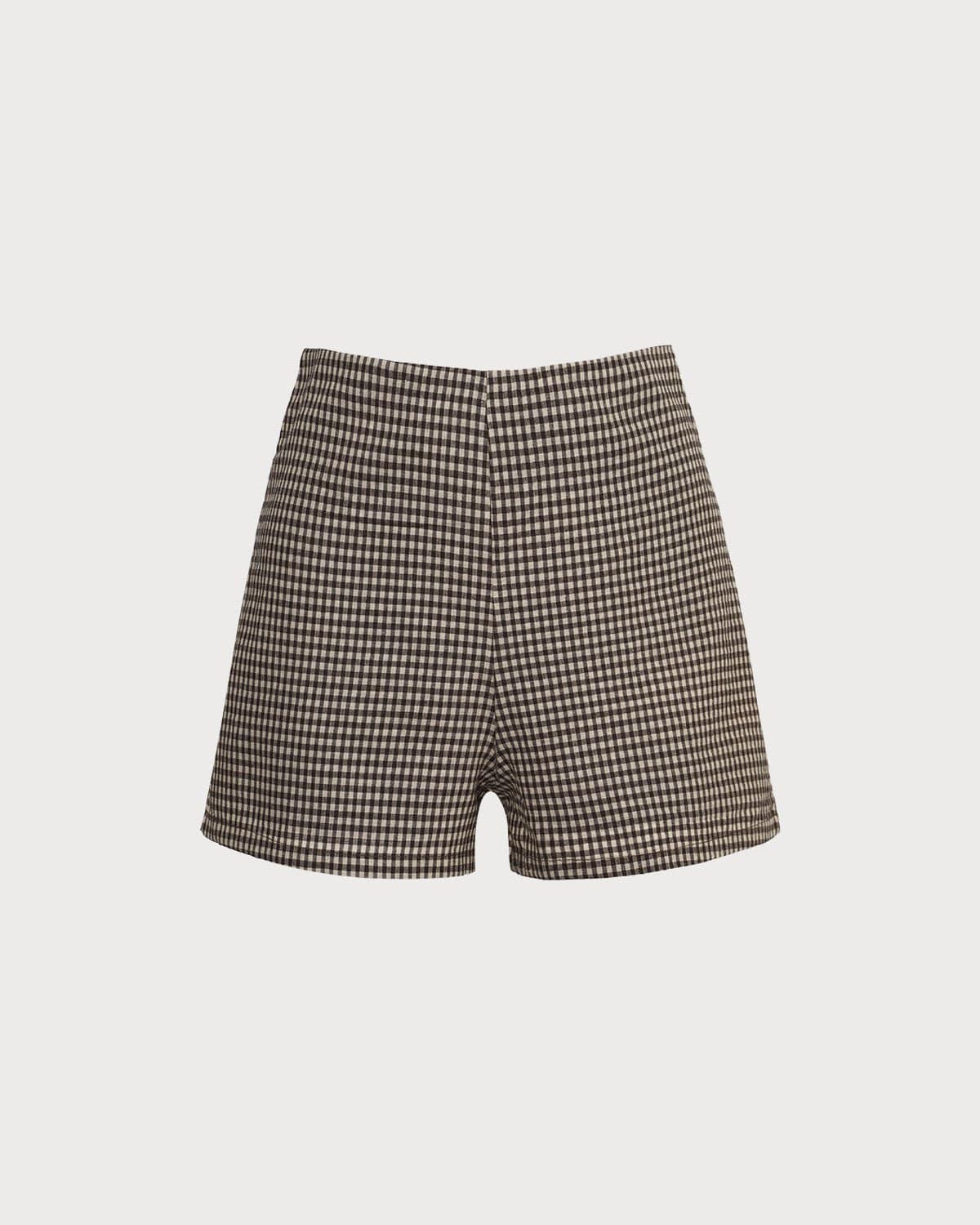 Odette | High Waisted Plaid Mini Shorts