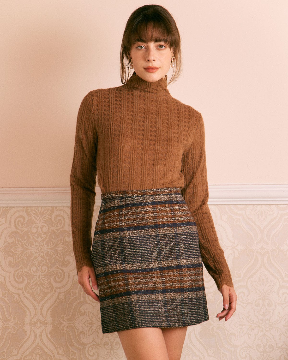 Camille | Natural Waisted Striped Mini Skirt