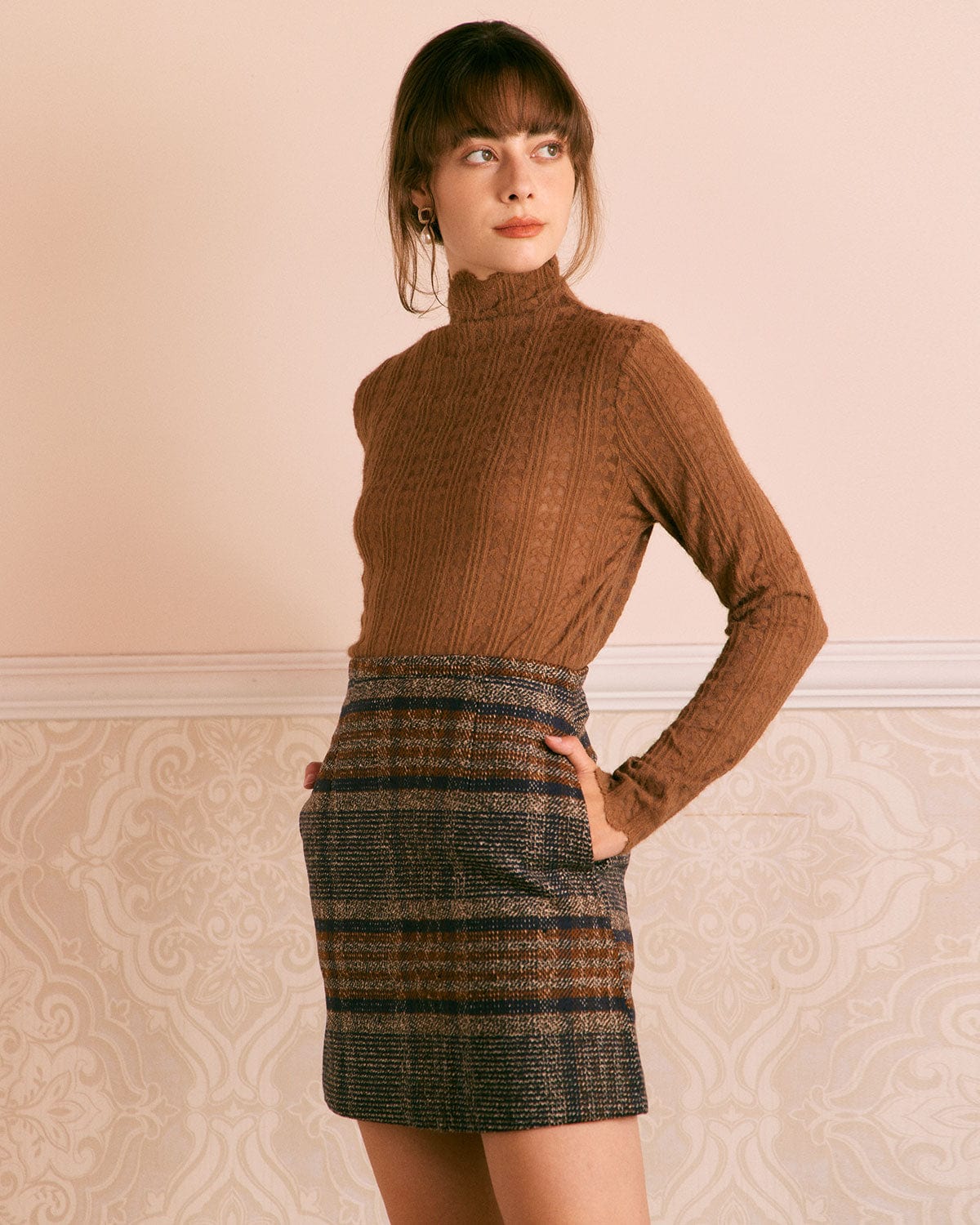 Camille | Natural Waisted Striped Mini Skirt