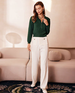 Noor | Lapel Ribbed Textured Knit Top