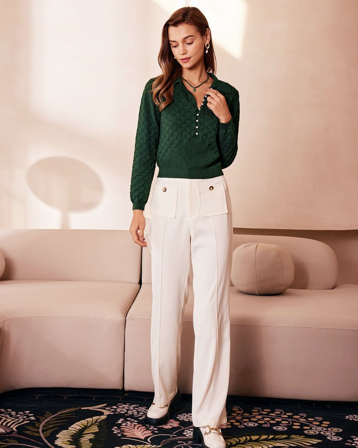 Noor | Lapel Ribbed Textured Knit Top