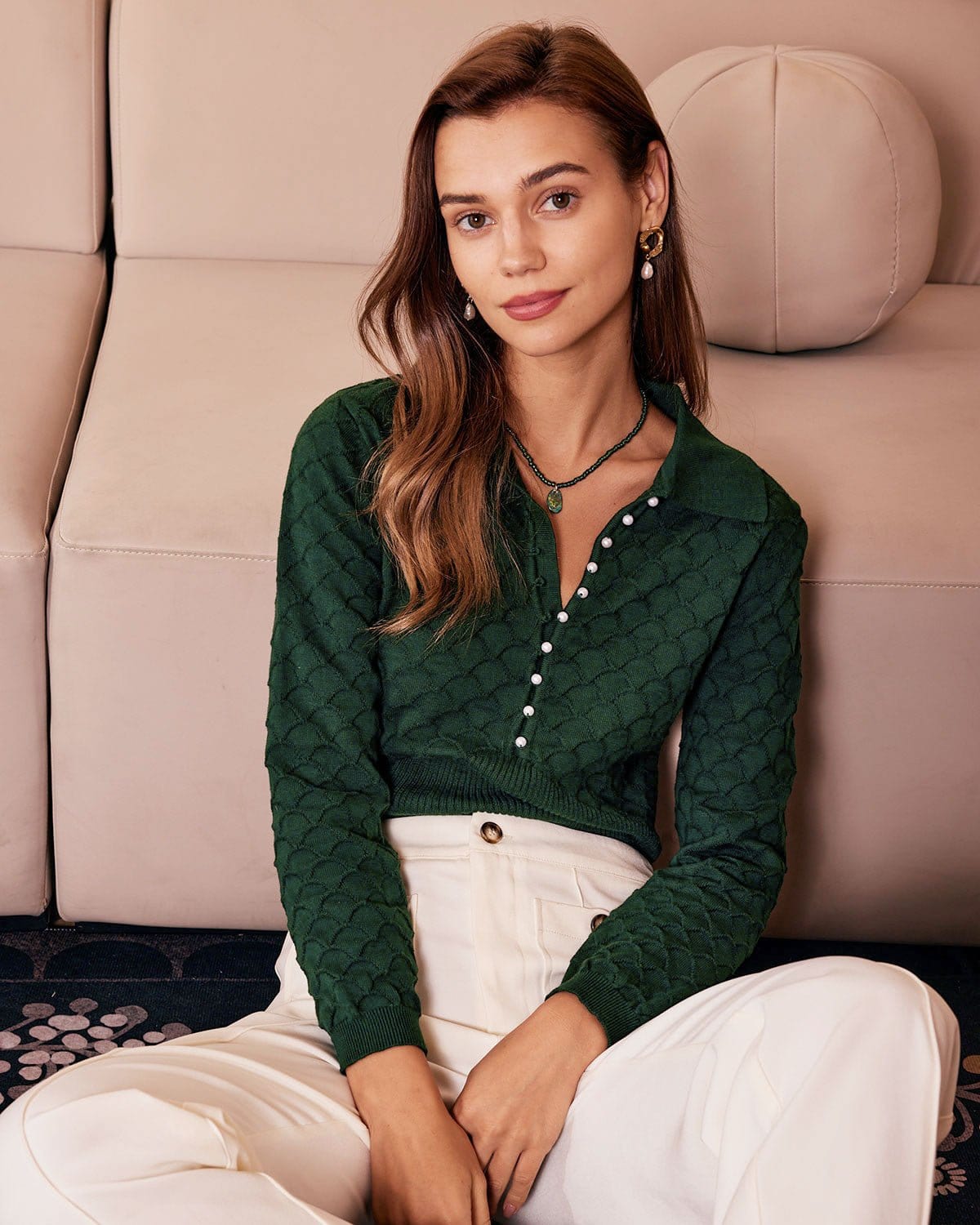 Noor | Lapel Ribbed Textured Knit Top
