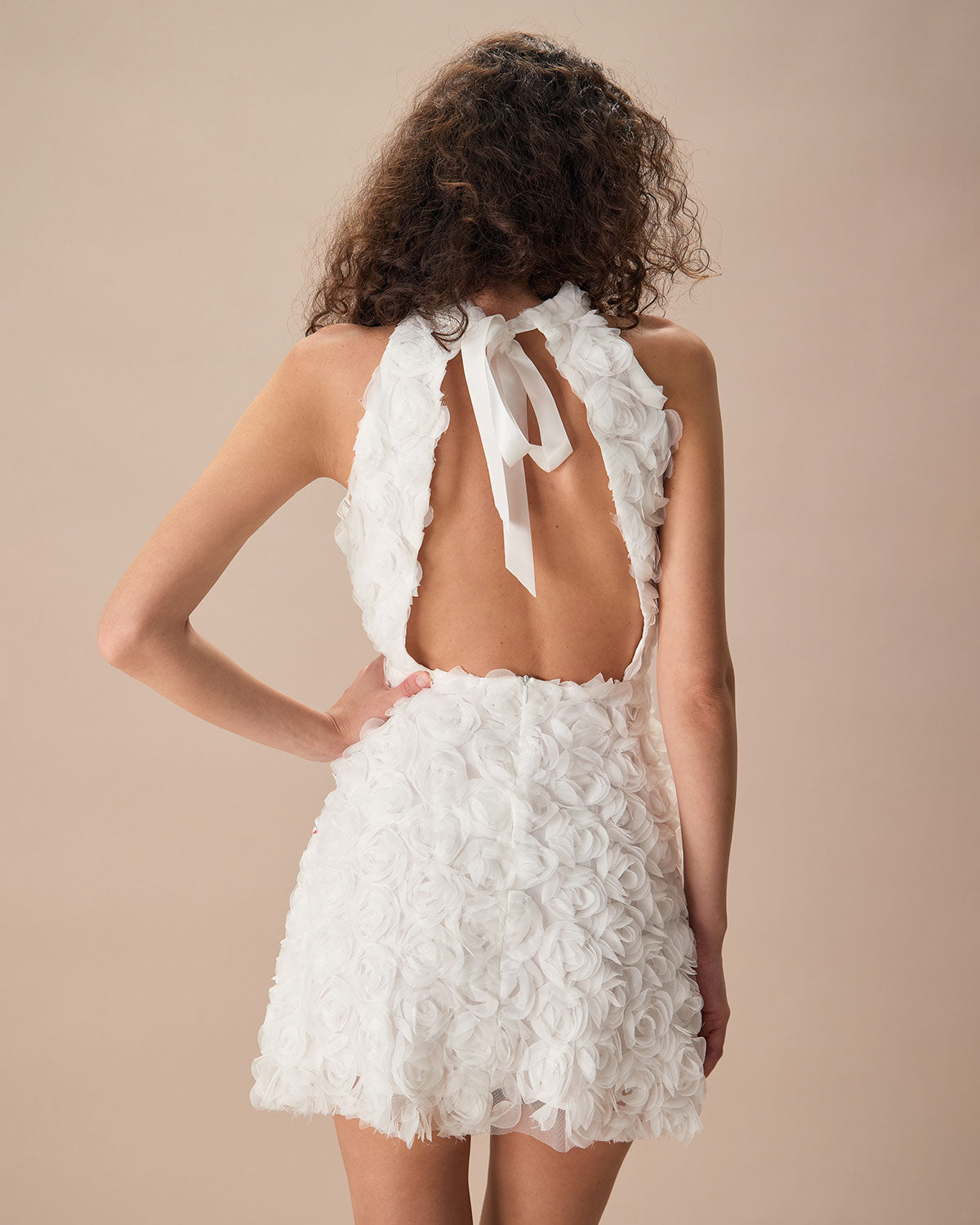 Liv | Mock Neck Tie-Back Mini Dress
