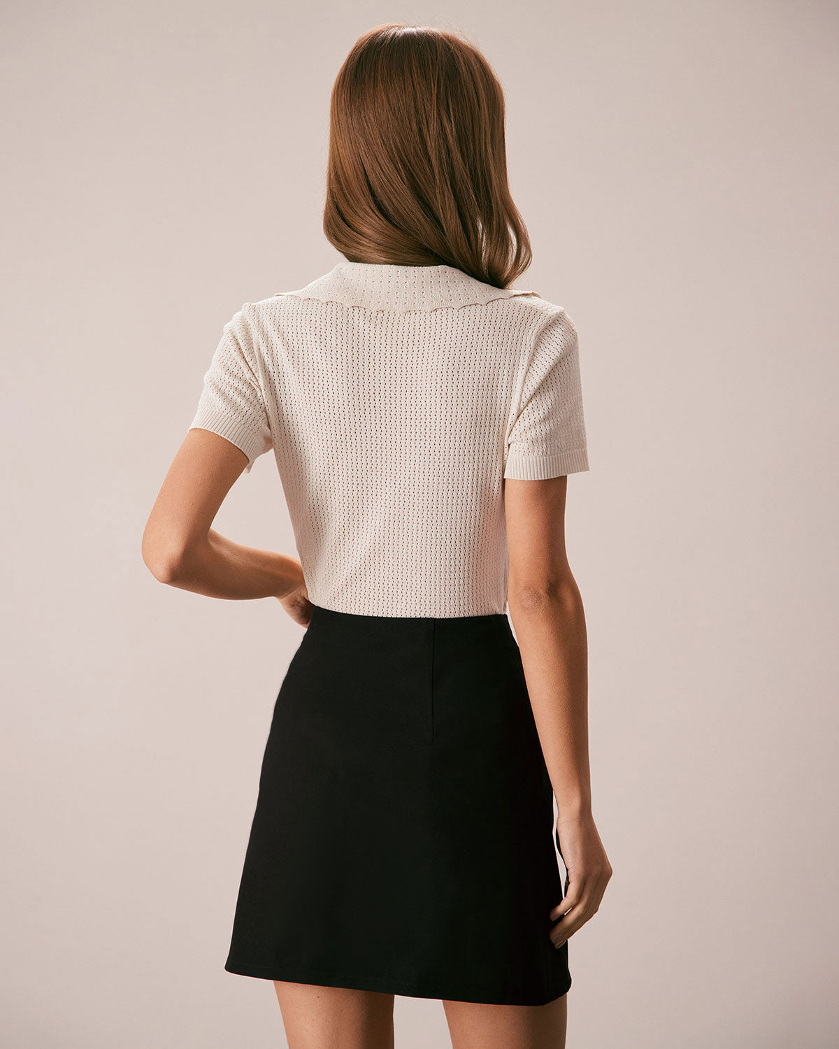 Ines | V-Neck Button Pointelle Knit Top
