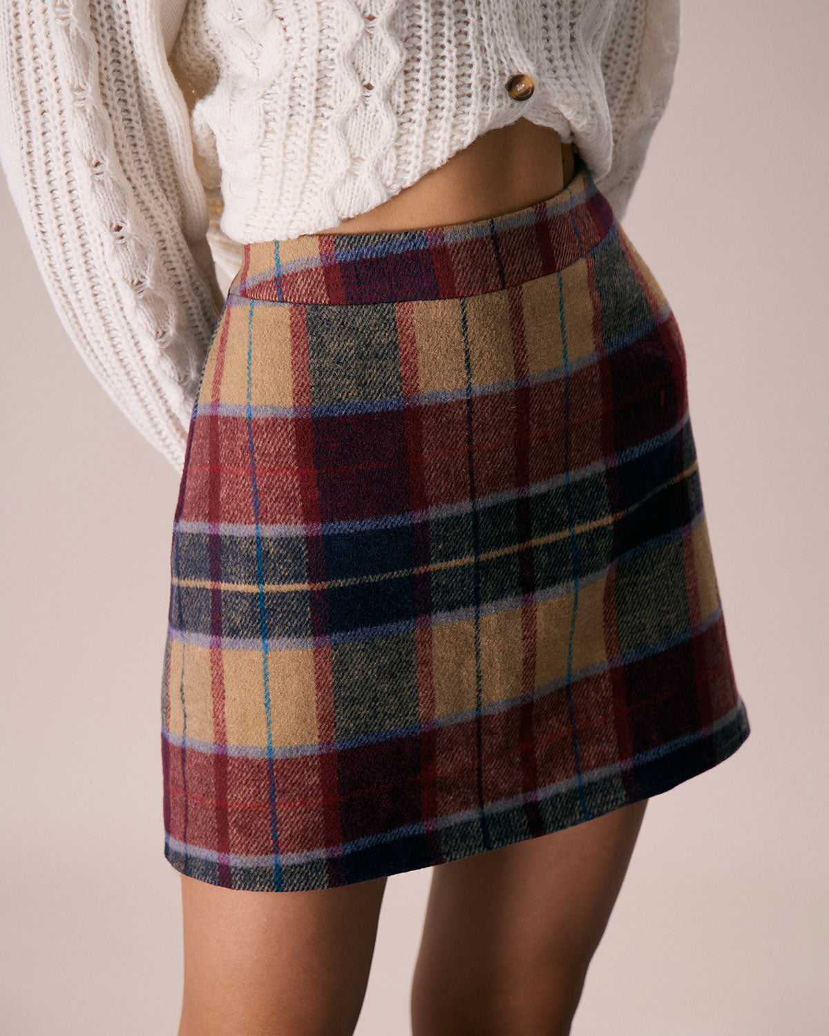 Lila | Plaid Zipper-Fly Tweed Mini Skirt