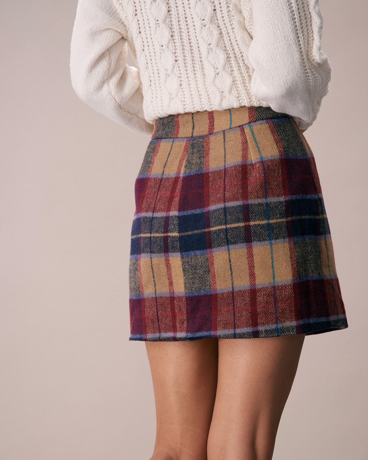 Lila | Plaid Zipper-Fly Tweed Mini Skirt