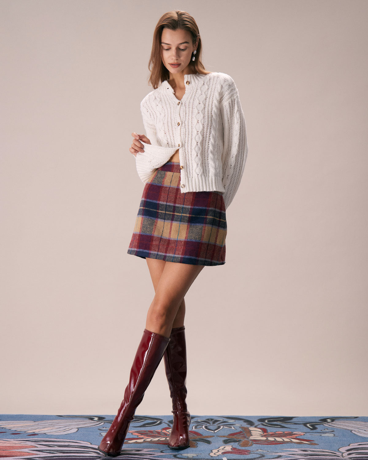Lila | Plaid Zipper-Fly Tweed Mini Skirt