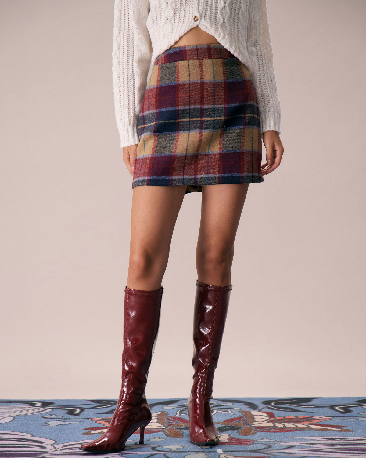 Lila | Plaid Zipper-Fly Tweed Mini Skirt