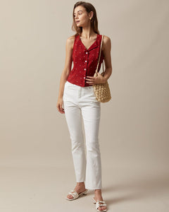 Cleona | V-Neck Polka Dot Sleeveless Vest