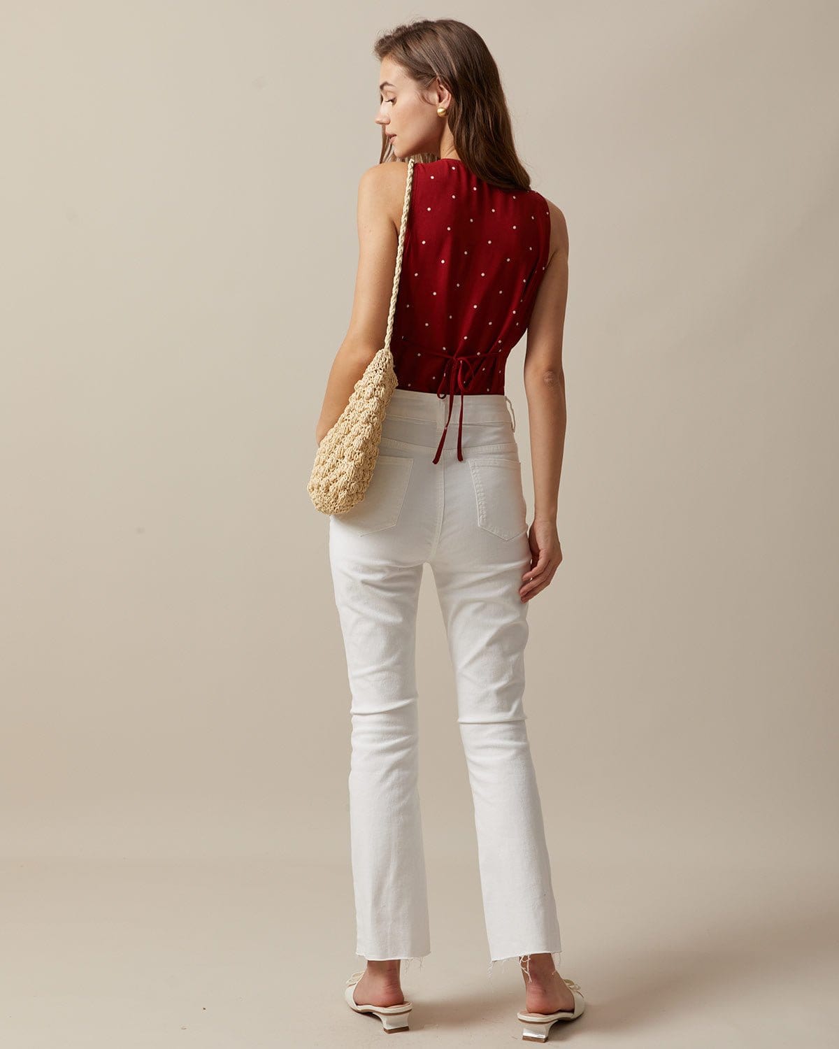 Cleona | V-Neck Polka Dot Sleeveless Vest