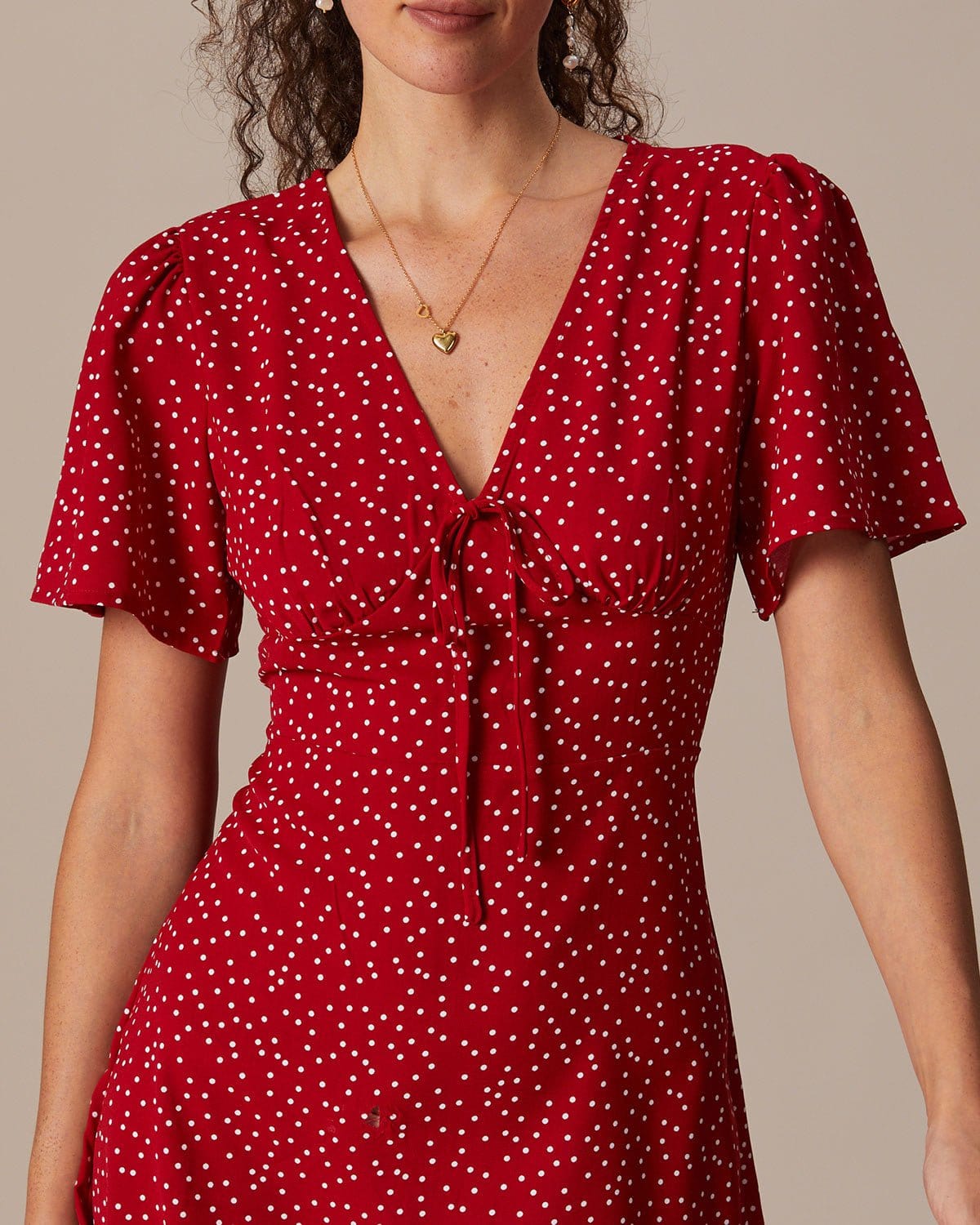 Ines | V-Neck Polka Dot Flounce Mini Dress