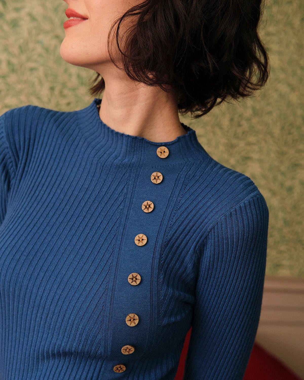 Elodie | Mock Neck Ribbed Knit Top