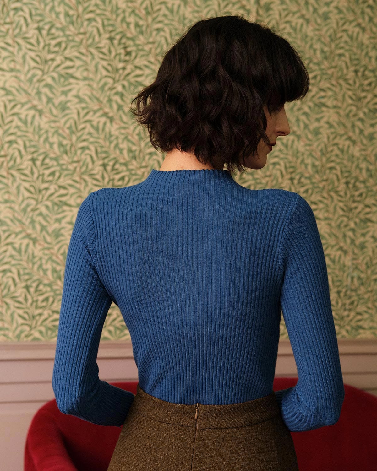 Elodie | Mock Neck Ribbed Knit Top