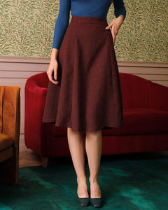 Dahlia | High Waist Tweed-Look Midi Skirt