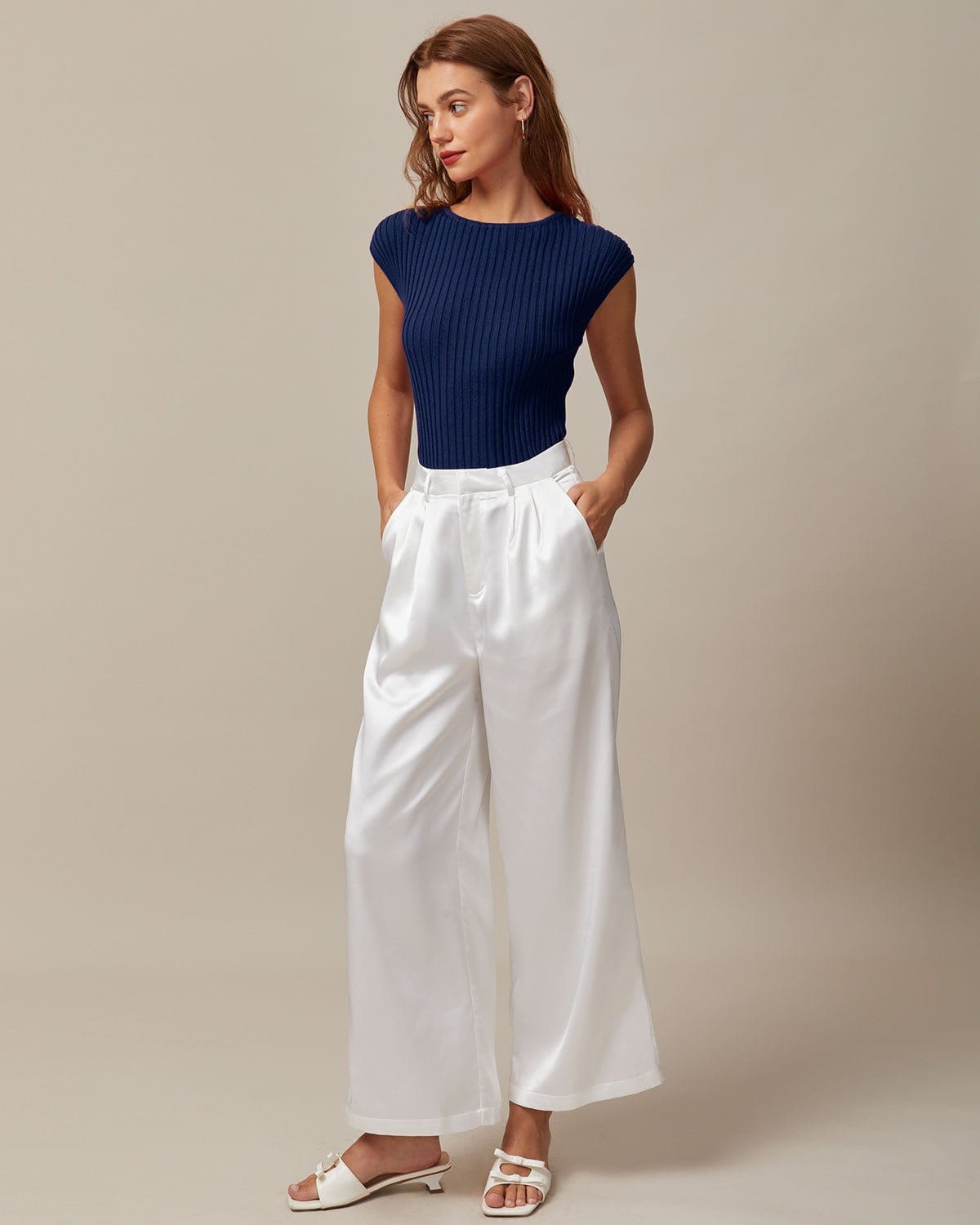 Willa | Boat Neck Ribbed Cap Sleeve Knit Top