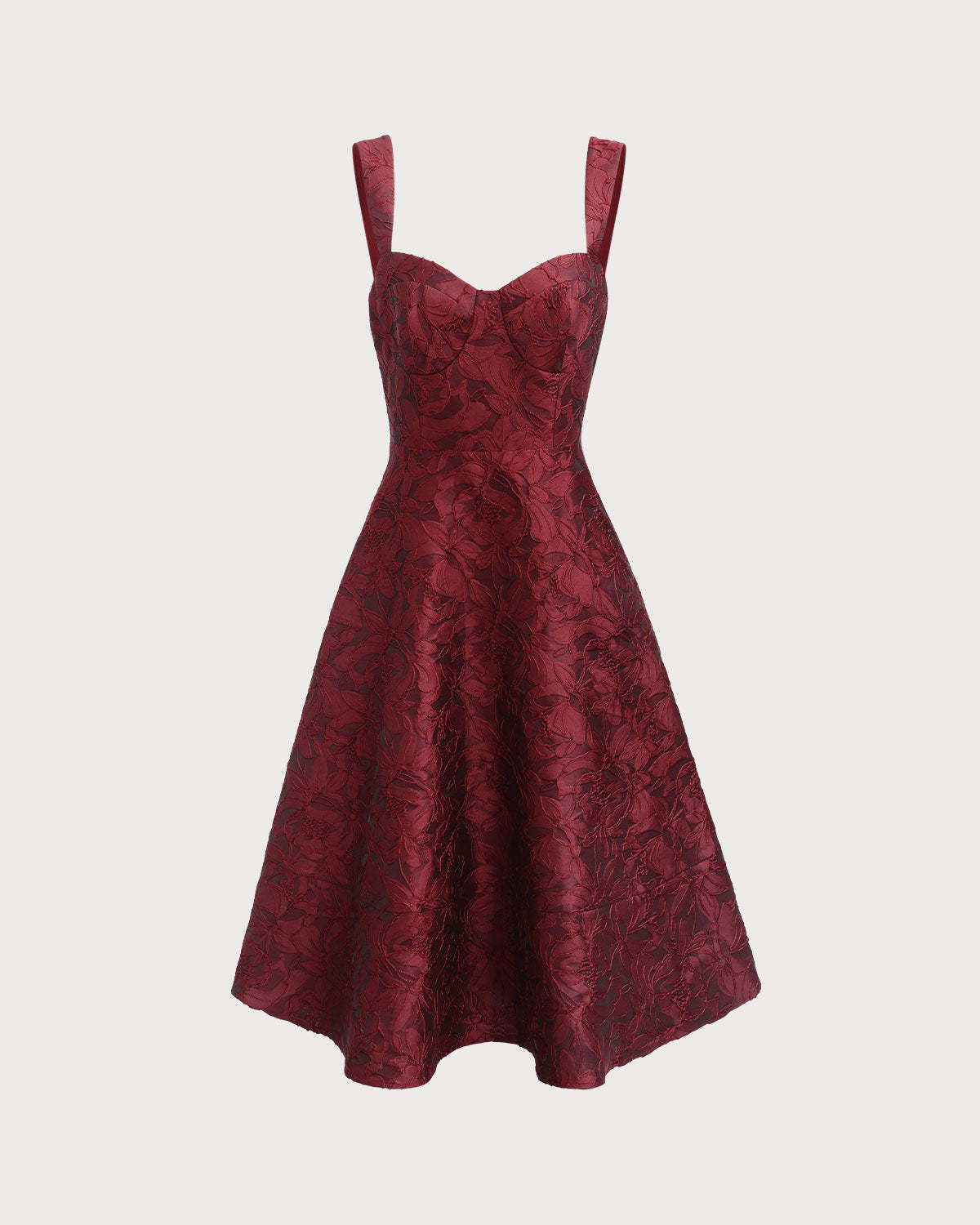 Pia | Sweetheart Neck Jacquard Midi Dress