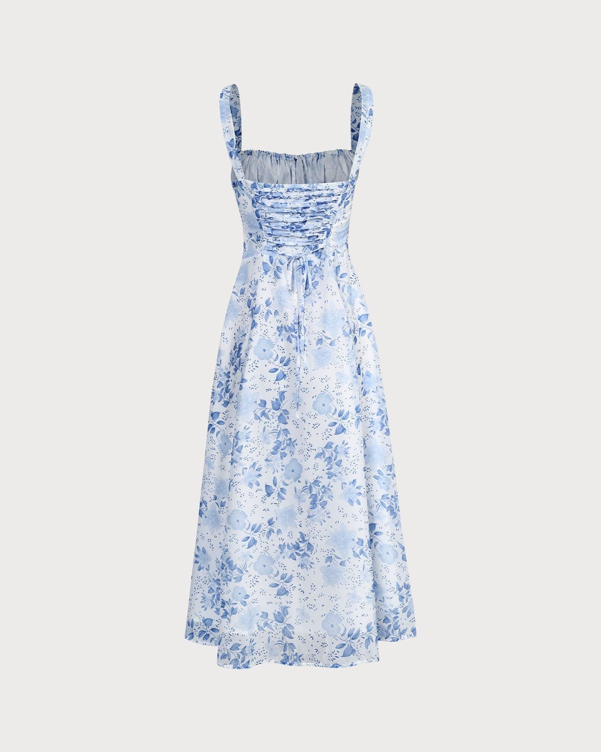 Rhea | Floral Ruched Square Neck Midi Dress