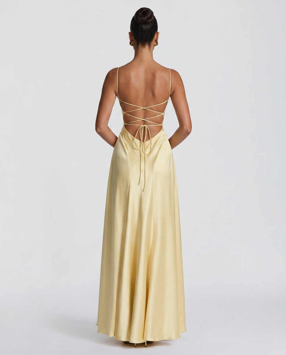 Adelina | Ruched Spaghetti Strap Maxi Dress