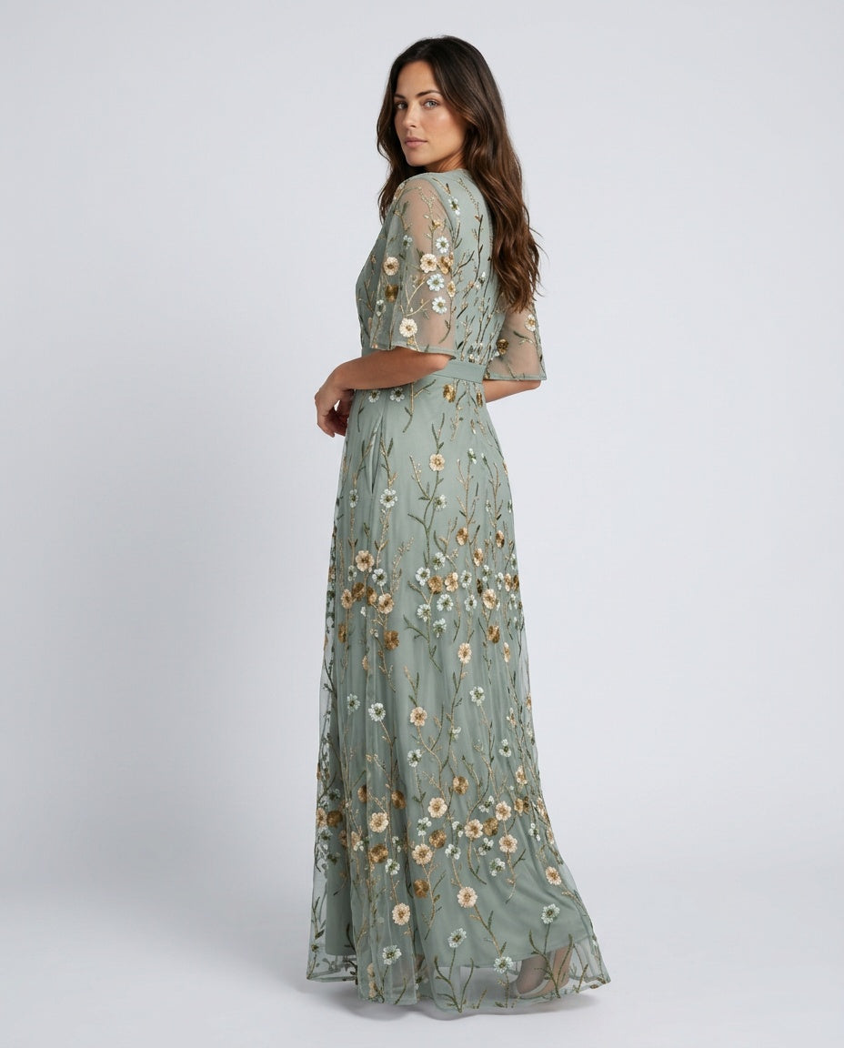Nadia | Floral Print Pocketed Maxi Dress