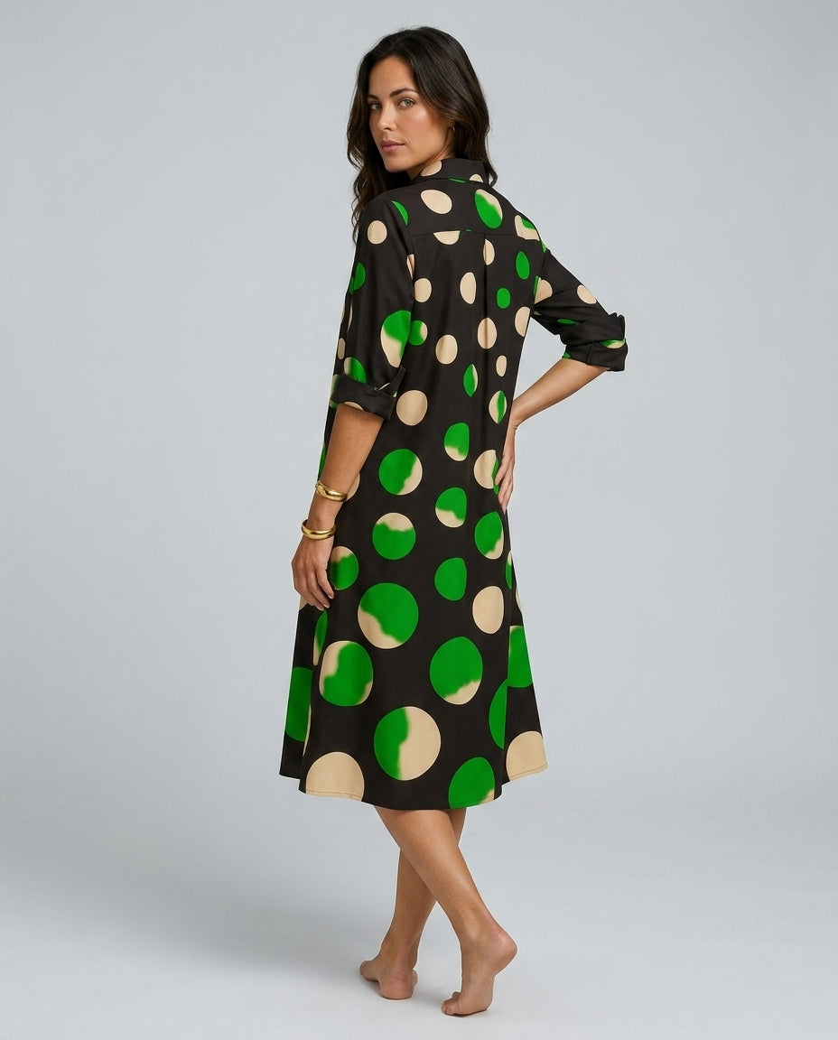 Ines | Polka Dot Print Midi Dress