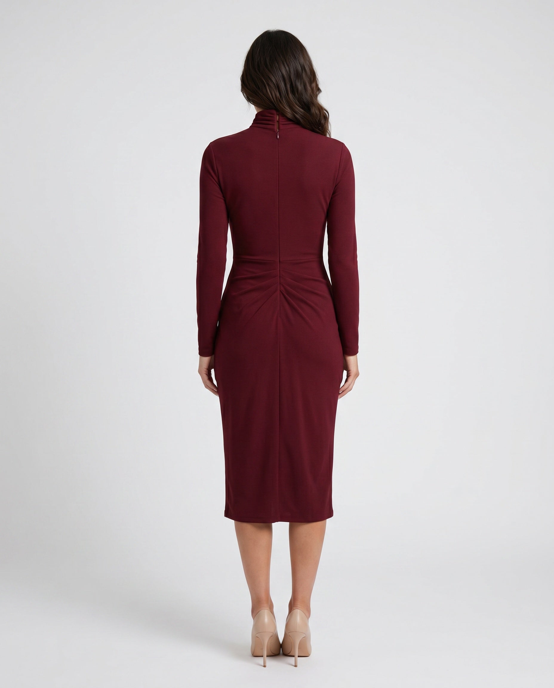 Priya | Asymmetric Neck Open Back Midi Dress