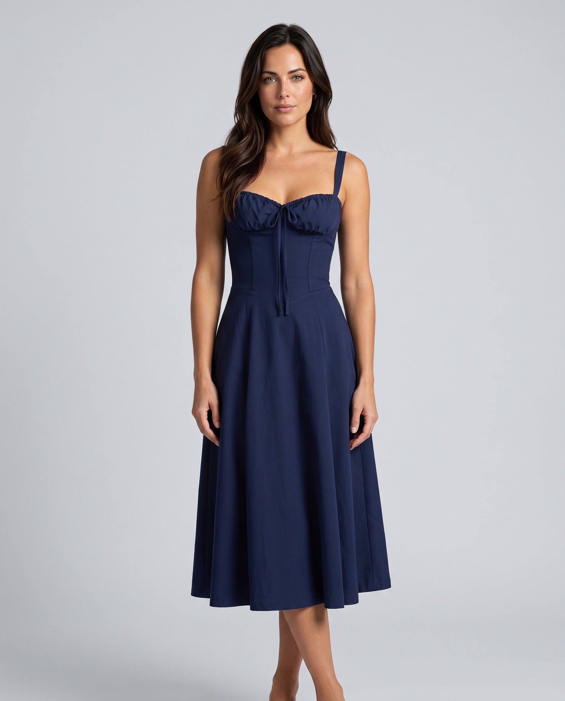 Thea | Fitted Defined-Waist Midi Dress