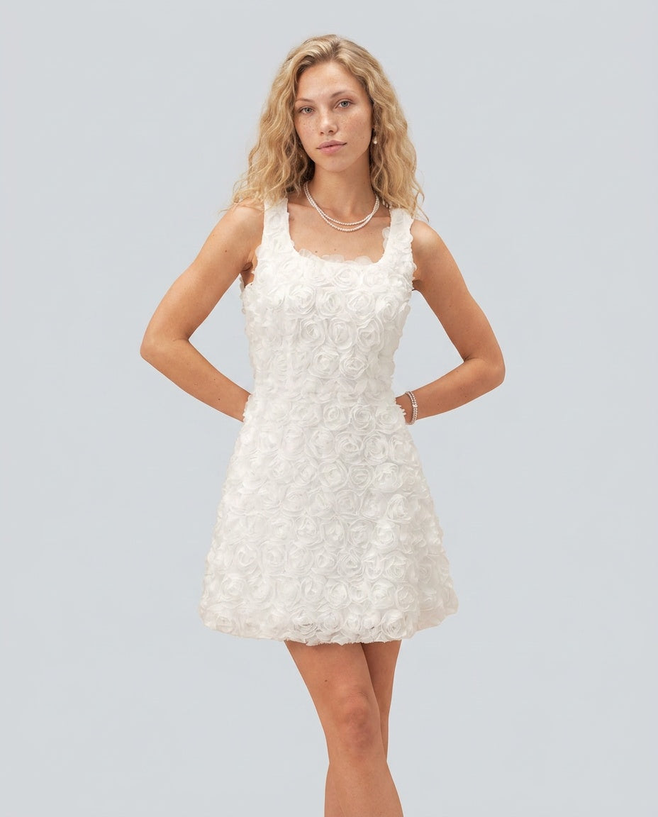 Helena | Floral Square Neck A-Line Mini Dress