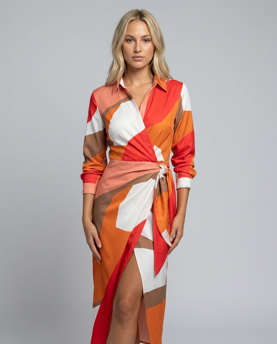 Esmee | Wrap Midi Dress in Print & Solid Colours