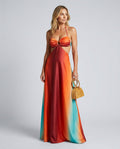 Lila | Red & Turquoise Gradient Maxi Dress