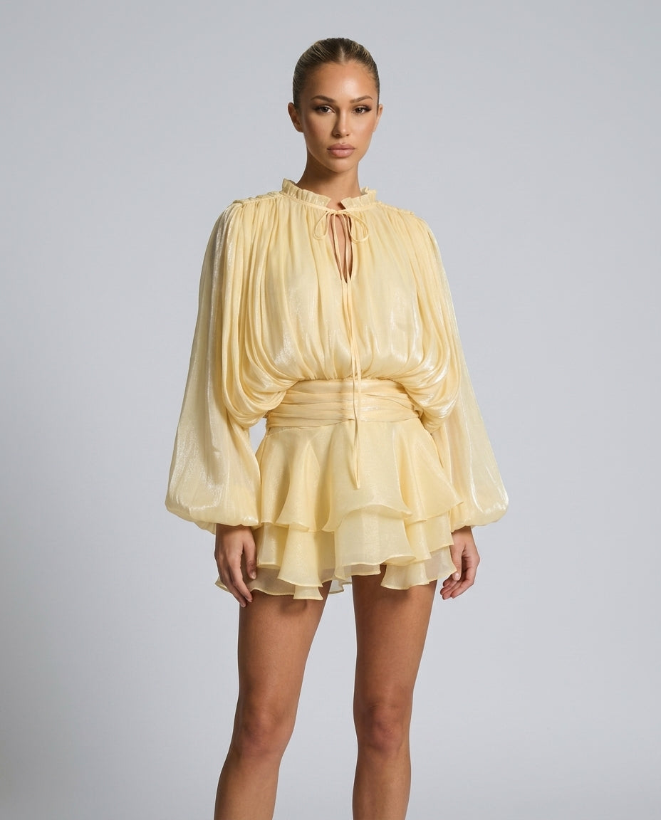 Florine | Balloon Sleeve Flowing Mini Dress