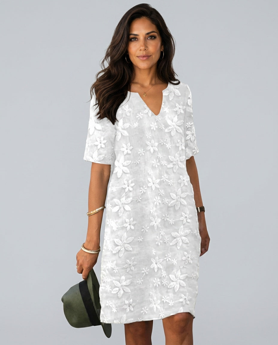 Avenzia | Floral V-Neck Midi Dress