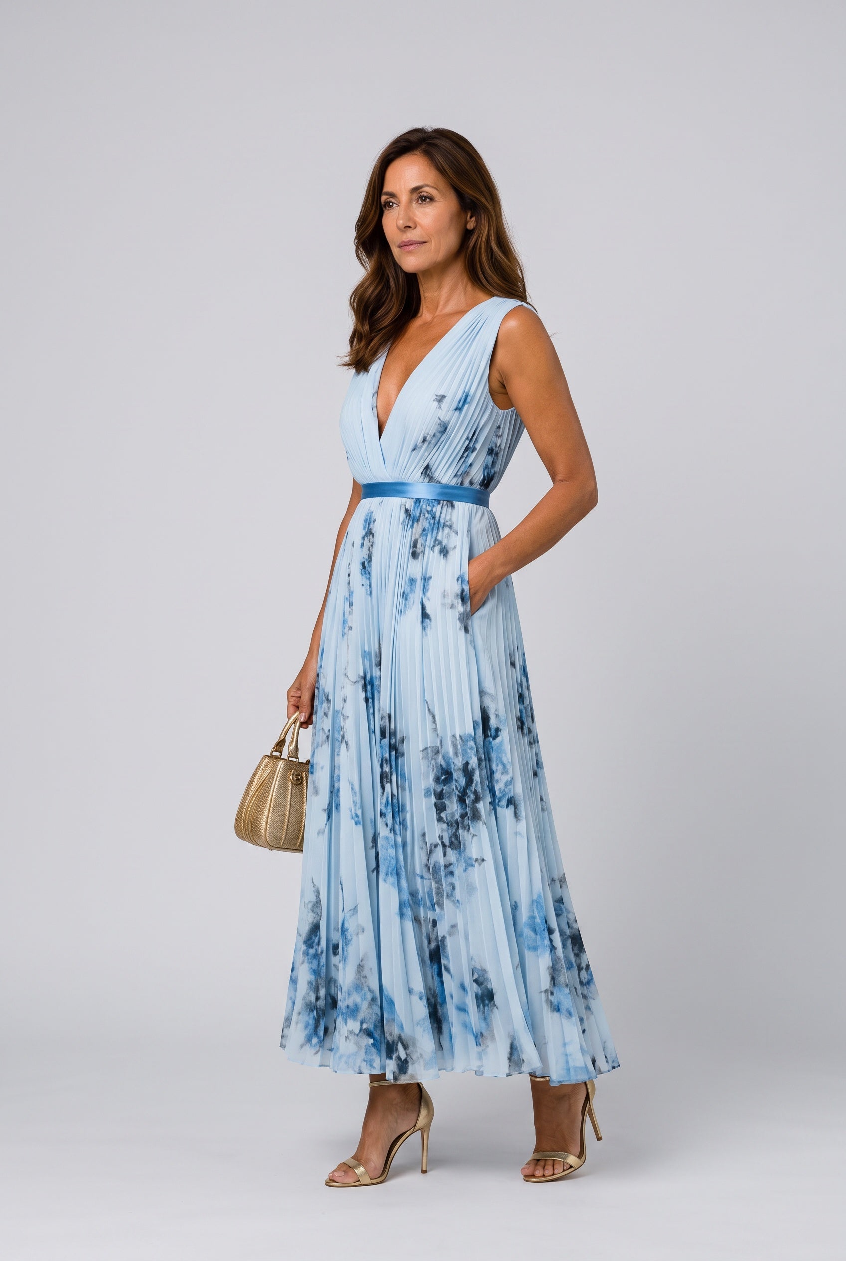 Ottilie | Pleated Sleeveless Maxi Dress
