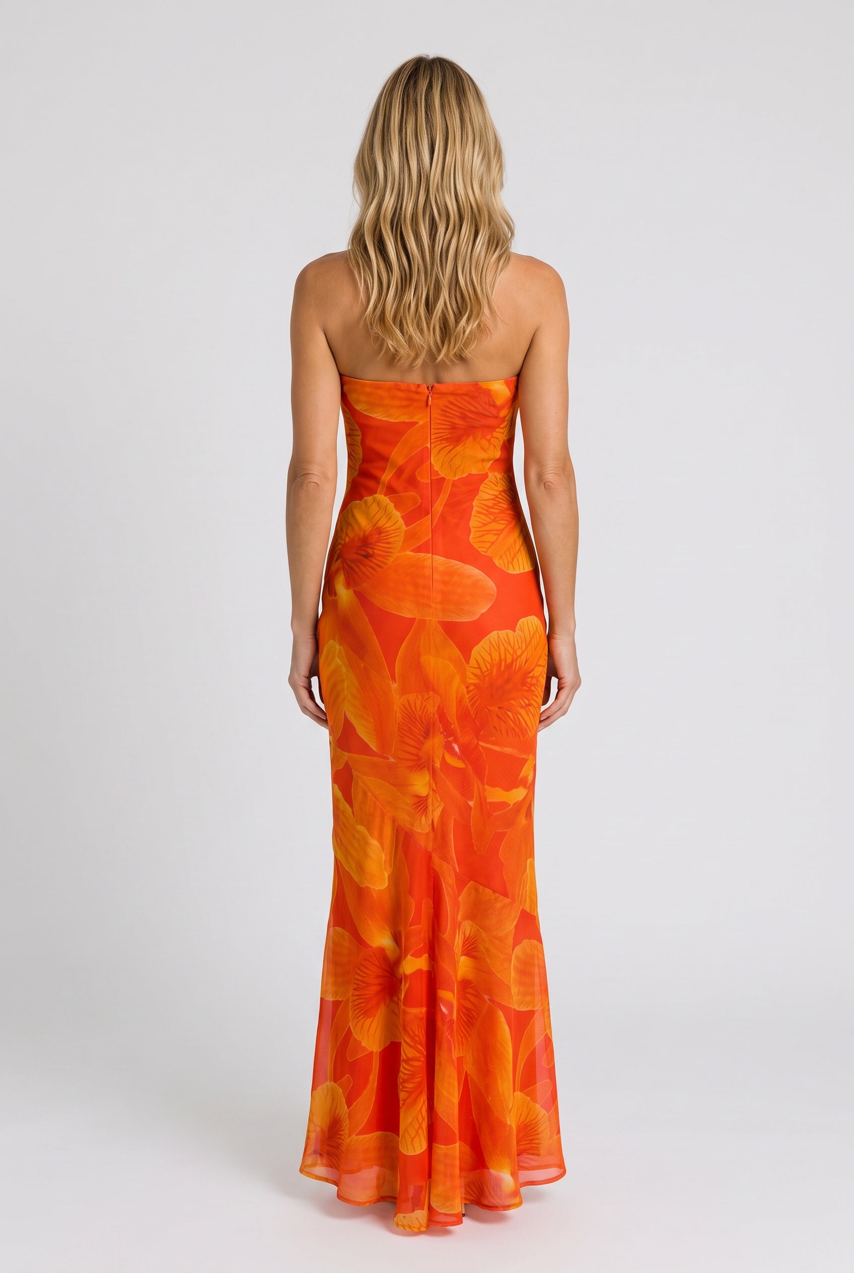 Adeline | Floral Chiffon Maxi Dress with Matching Scarf