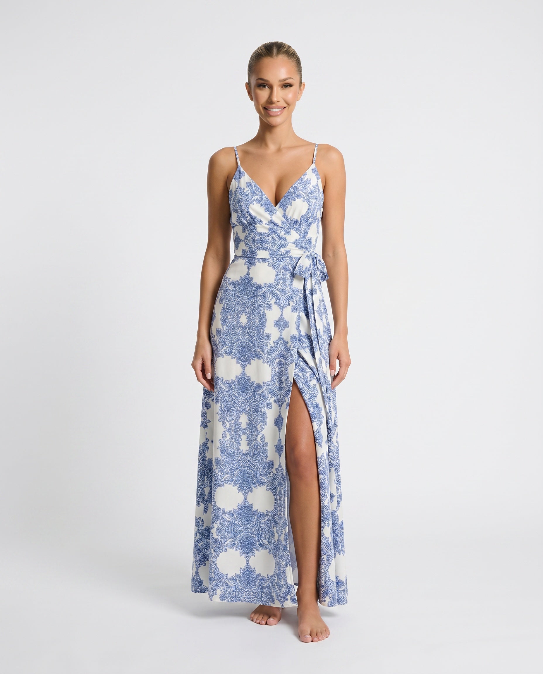 Camille | Spaghetti Strap Front Slit Maxi Dress