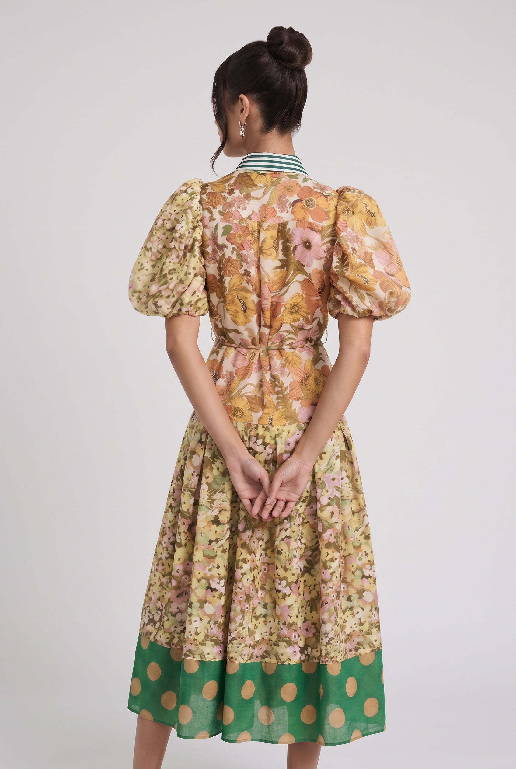 Piper | Mixed Print Panel Midi Shirt Dress