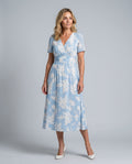 Jimena | Floral Print Short Sleeve V-Neck Midi Dress
