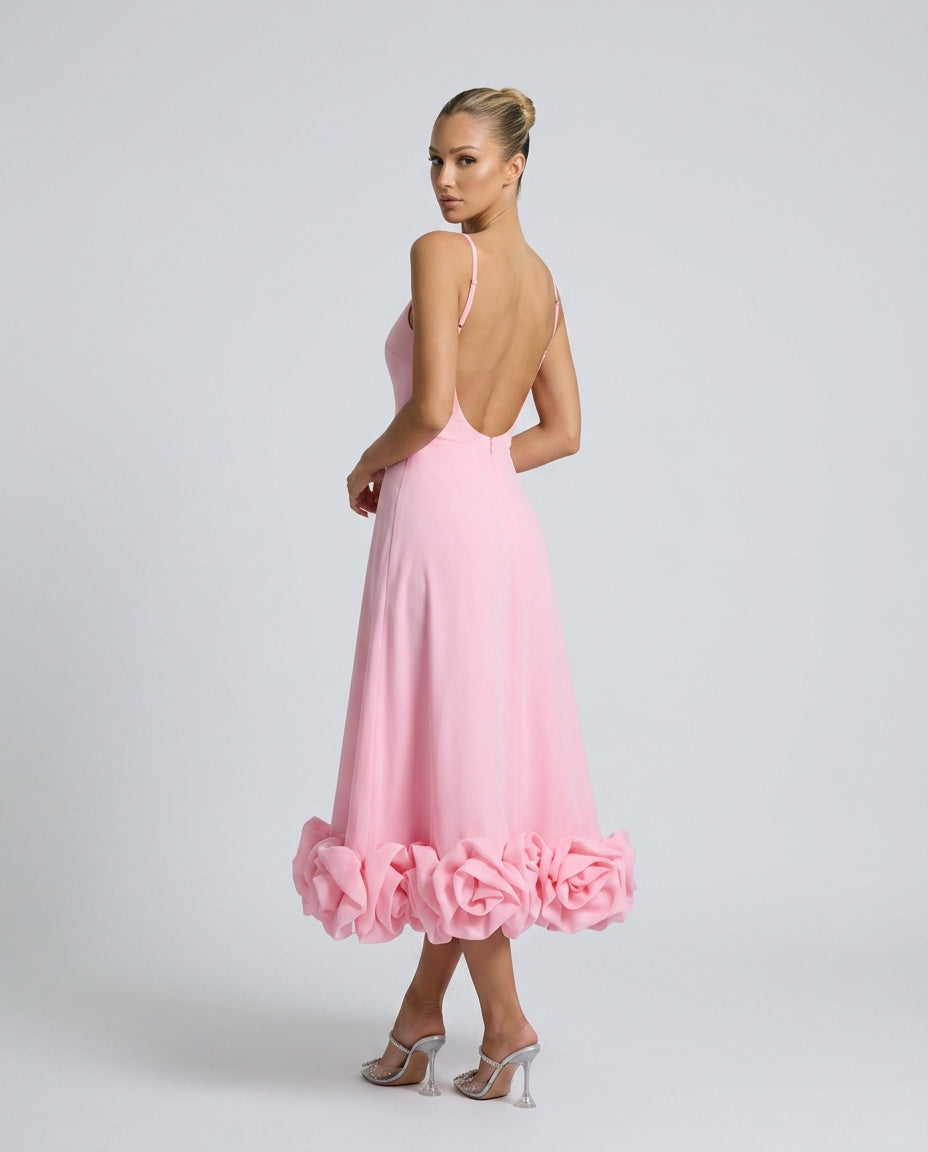Liv | Spaghetti Strap Ruffle Midi Dress