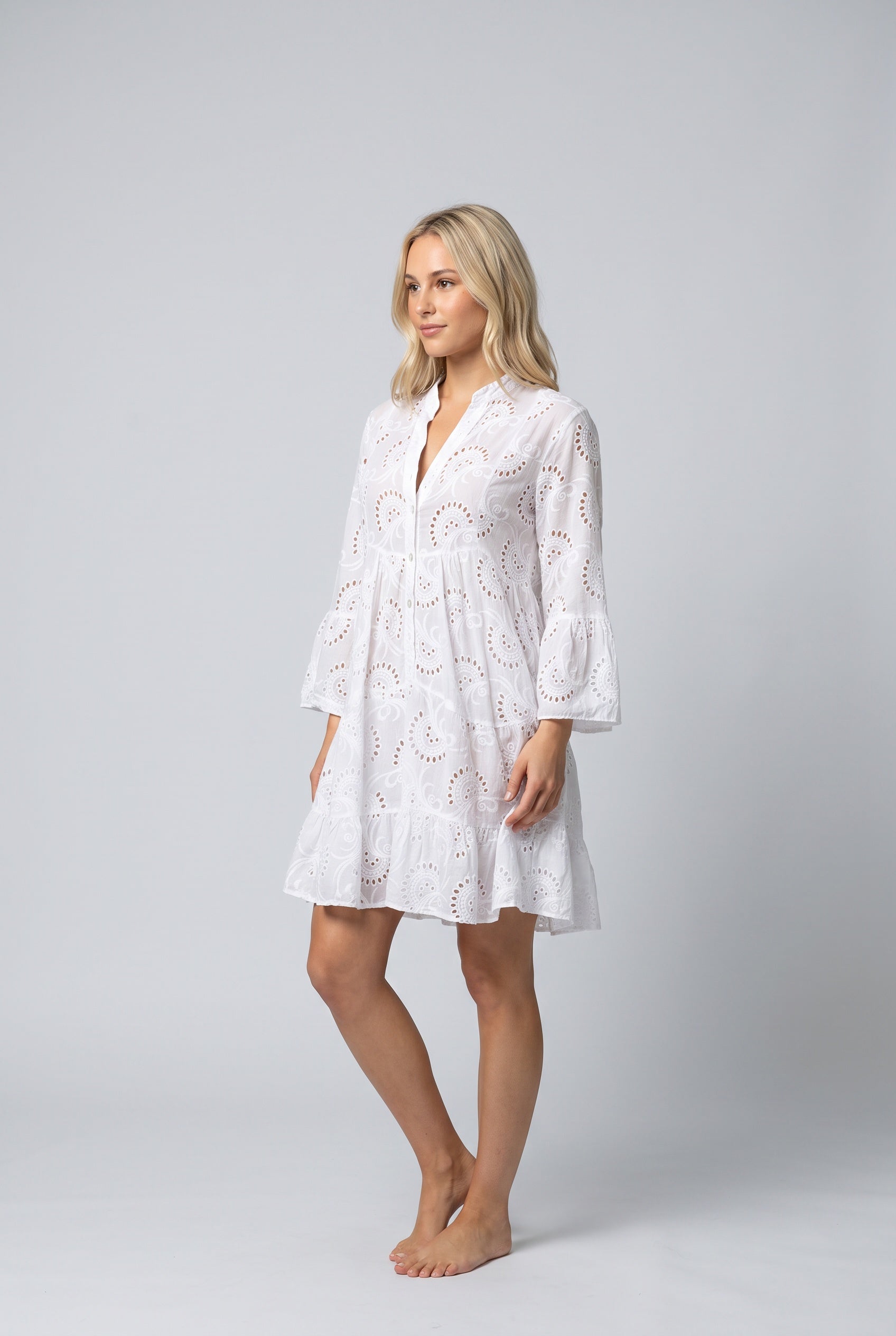Edith | Embroidered Tiered Mini Dress