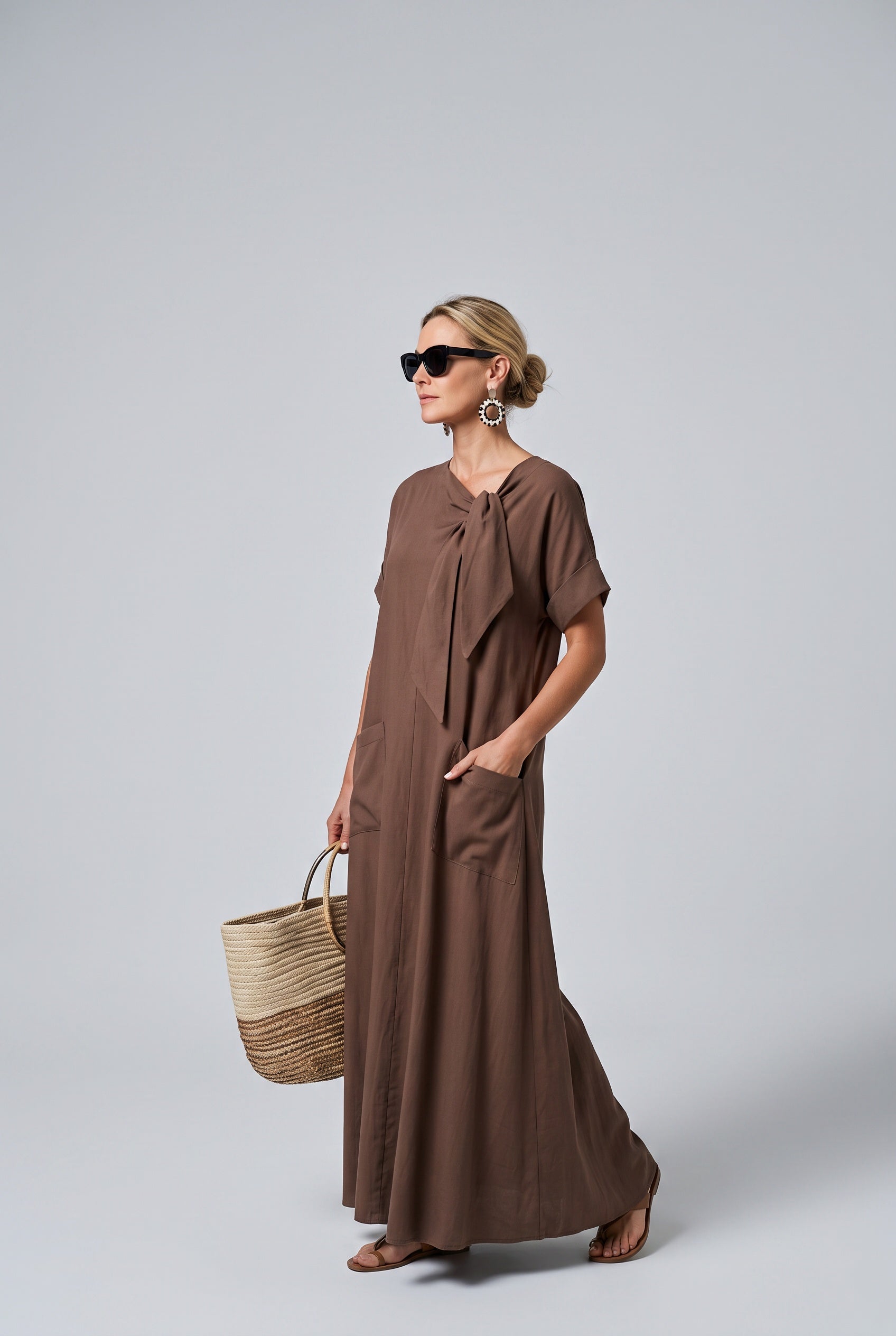 Sabine | Tie Neck Relaxed Maxi Dress