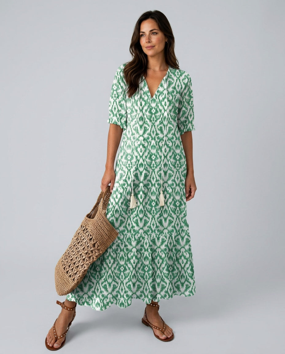 Noor | Floral Print V-Neck Maxi Dress