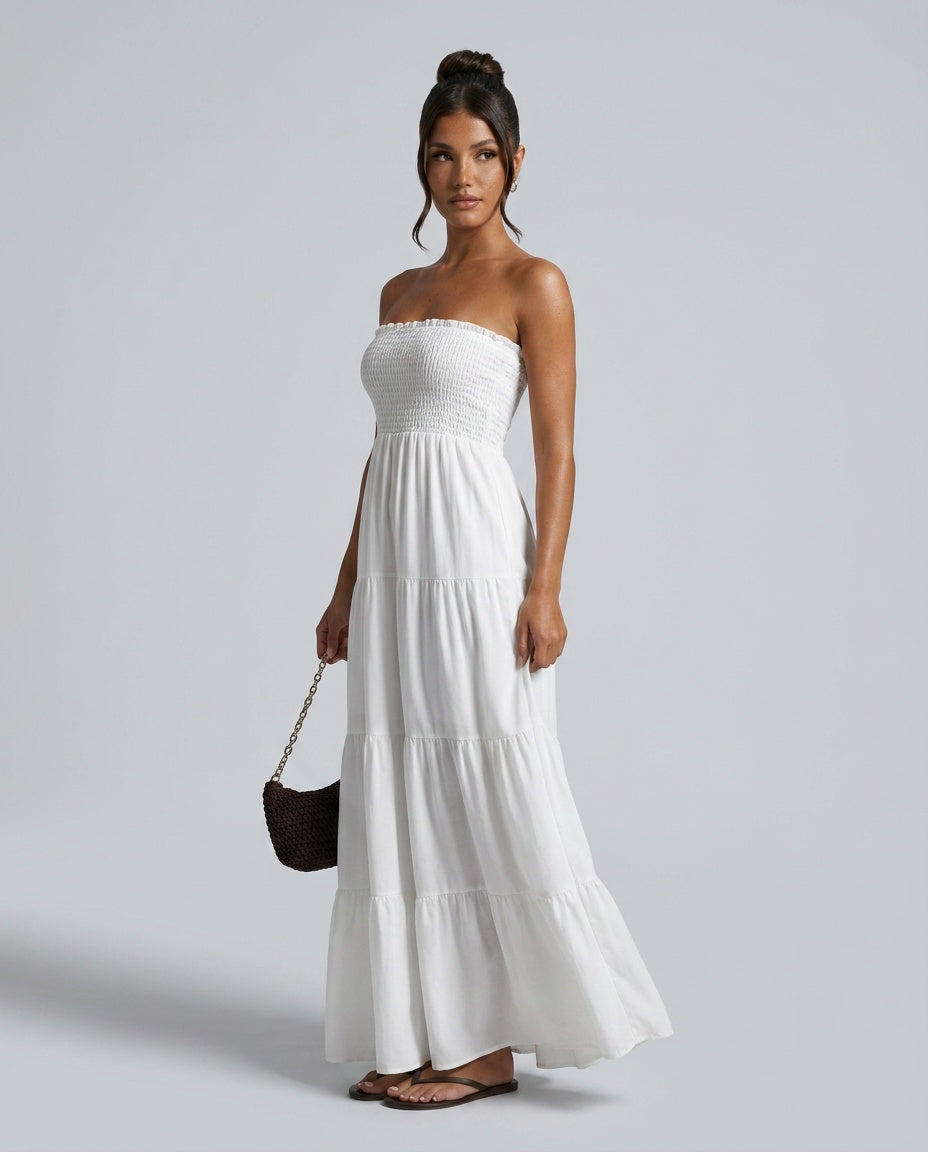 Harlow | Strapless Ruched Maxi Dress