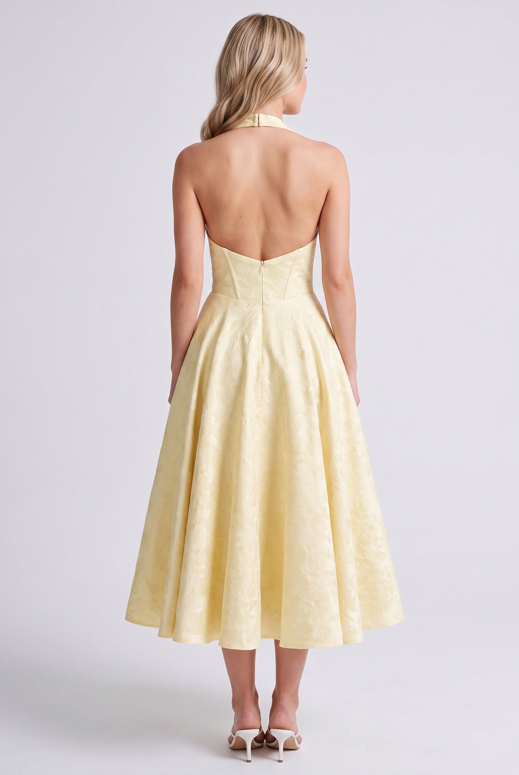 Sable | Halter Neck Jacquard Midi Dress